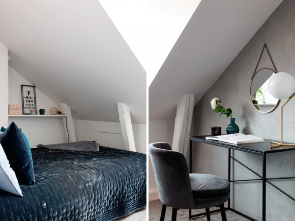 Обзор двухуровневой квартиры под крышей в Швеции