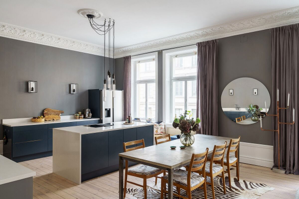 Открытая планировка и приятный современный декор: квартира в старом доме в Стокгольме