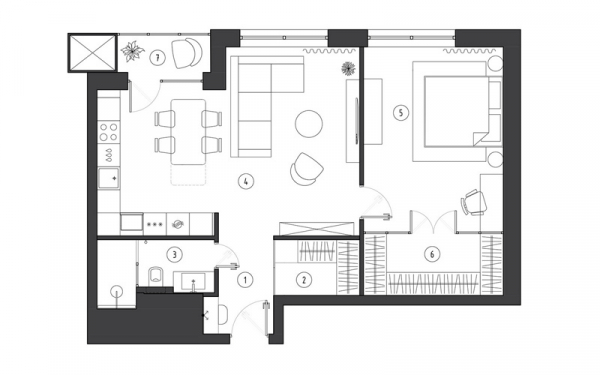 Красивый дизайн-проект 2 комнатной квартиры 67 метров