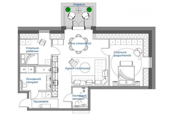 Обзор шведской квартиры с необычной геометрией 87 кв.метров