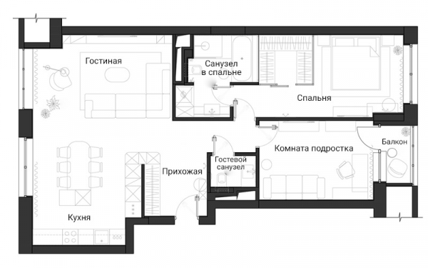Обзор шикарных апартаментов в Москве площадью 92 кв.метров
