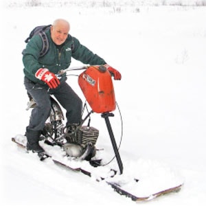 Самодельный снегоход с двигателем от мотоцикла Иж Планета