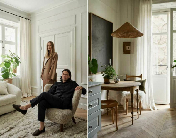 Мягкие молочные оттенки в дизайне элегантной квартиры в Стокгольме