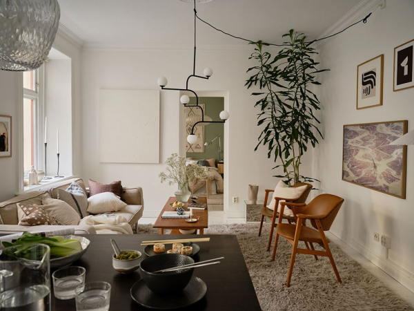 Приятный свежий интерьер небольшой квартиры в Швеции (47 кв. м)