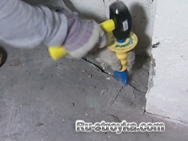 Заделка трещин в бетонном полу.