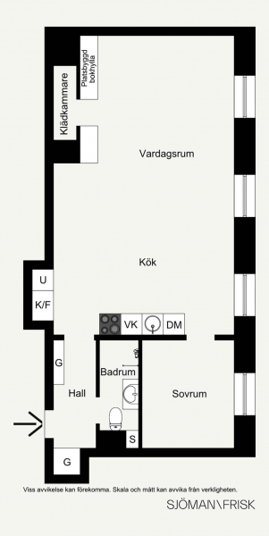 Яркая скандинавская квартира с открытой гостиной (60 кв. м)