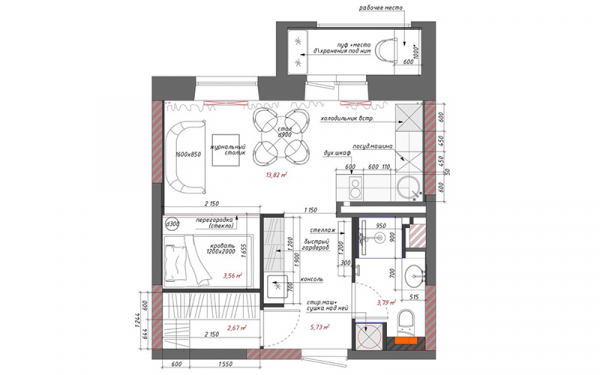 Проекты квартир 28-30 квадратных метров: 4 варианта планировки и дизайна