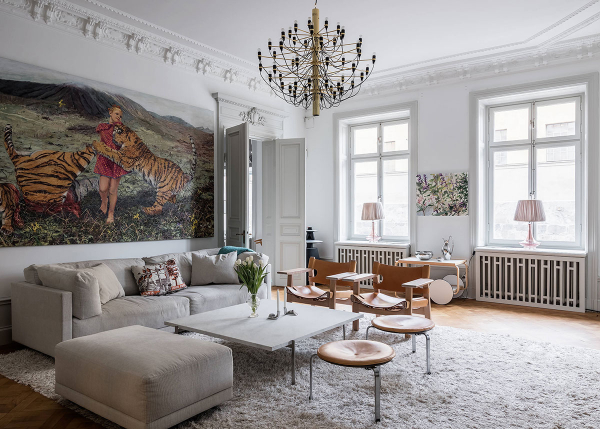 Элагентный интерьер в роскошном доме в Стокгольме