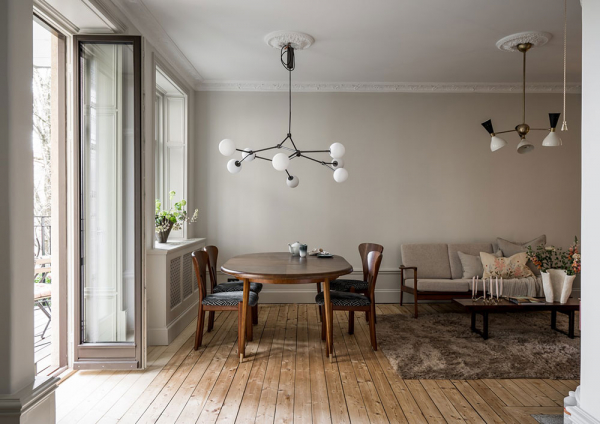Стильная двухкомнатная квартира в Стокгольме с необычной кухней (66 кв. м)