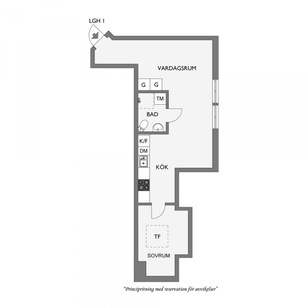 Стильный тёмный интерьер компактной мансардной квартиры (33 кв. м)
