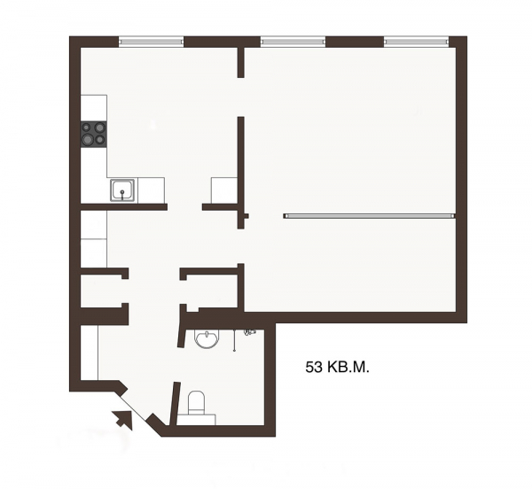 Стильная квартира в Стокгольме с лепниной и индустриальными элементами (53 кв. м)