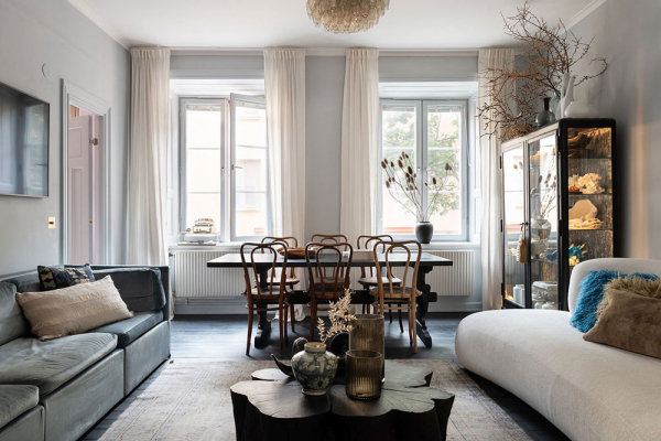 Микс винтажного и современного декора в дизайне шведской квартиры (71 кв. м)