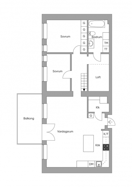 Просторные современные апартаменты в старинном доме в Швеции (84 кв. м)
