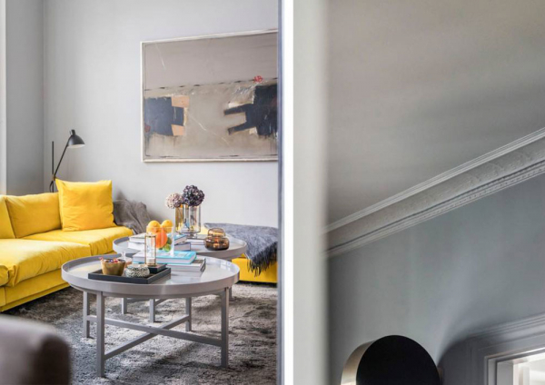 Желтый диван и другие яркие акценты в интерьерах квартиры в Мальмё